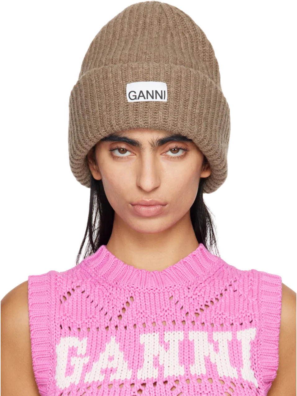 GANNI Wool Blend Beanie