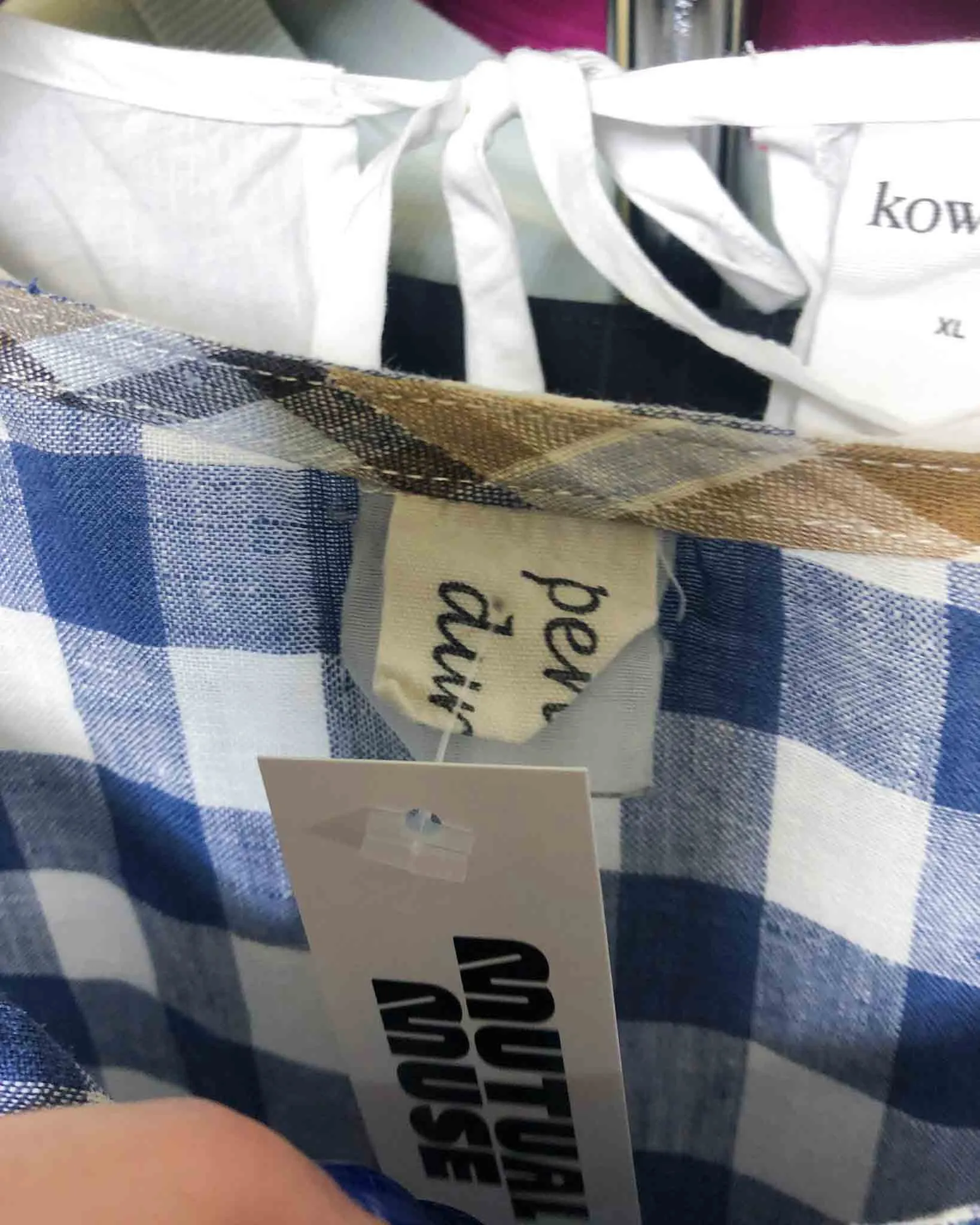 One Size Penelope Durston Check Linen Top