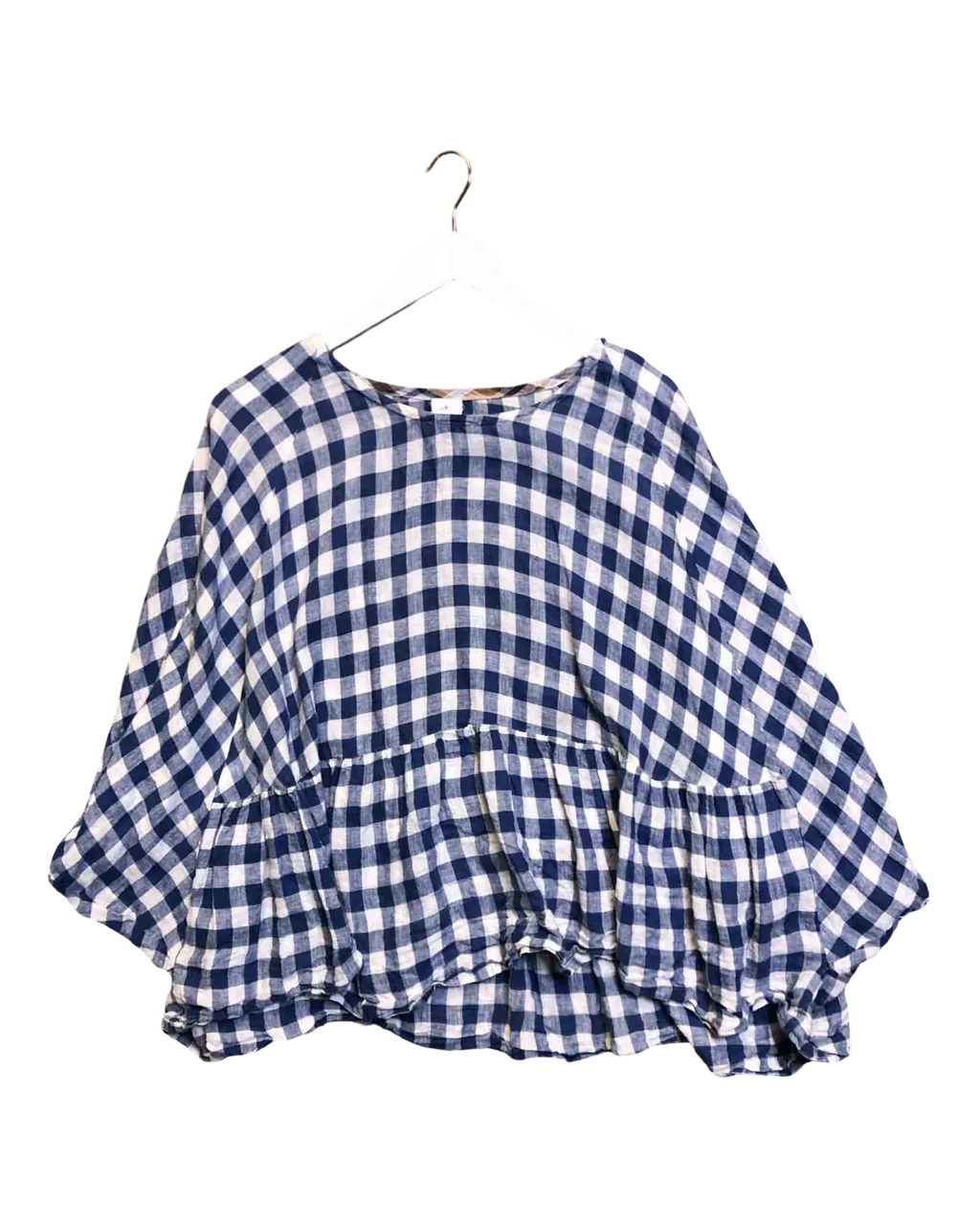 One Size Penelope Durston Check Linen Top