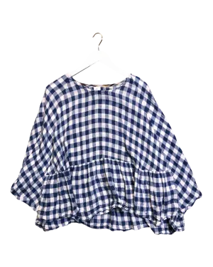One Size Penelope Durston Check Linen Top
