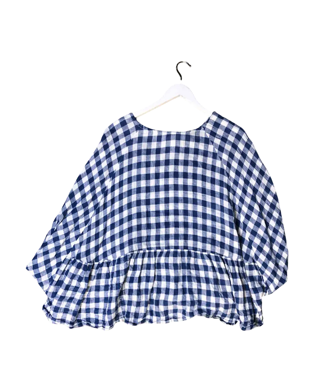 One Size Penelope Durston Check Linen Top
