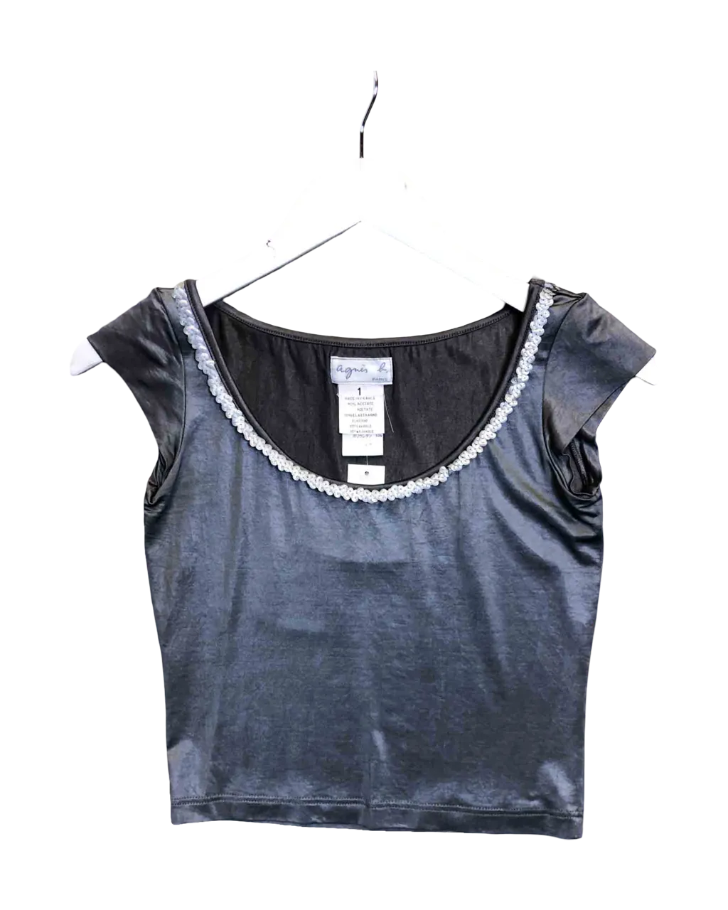 Size 1 (8) | Agnès B Silver Y2K Babydoll Top