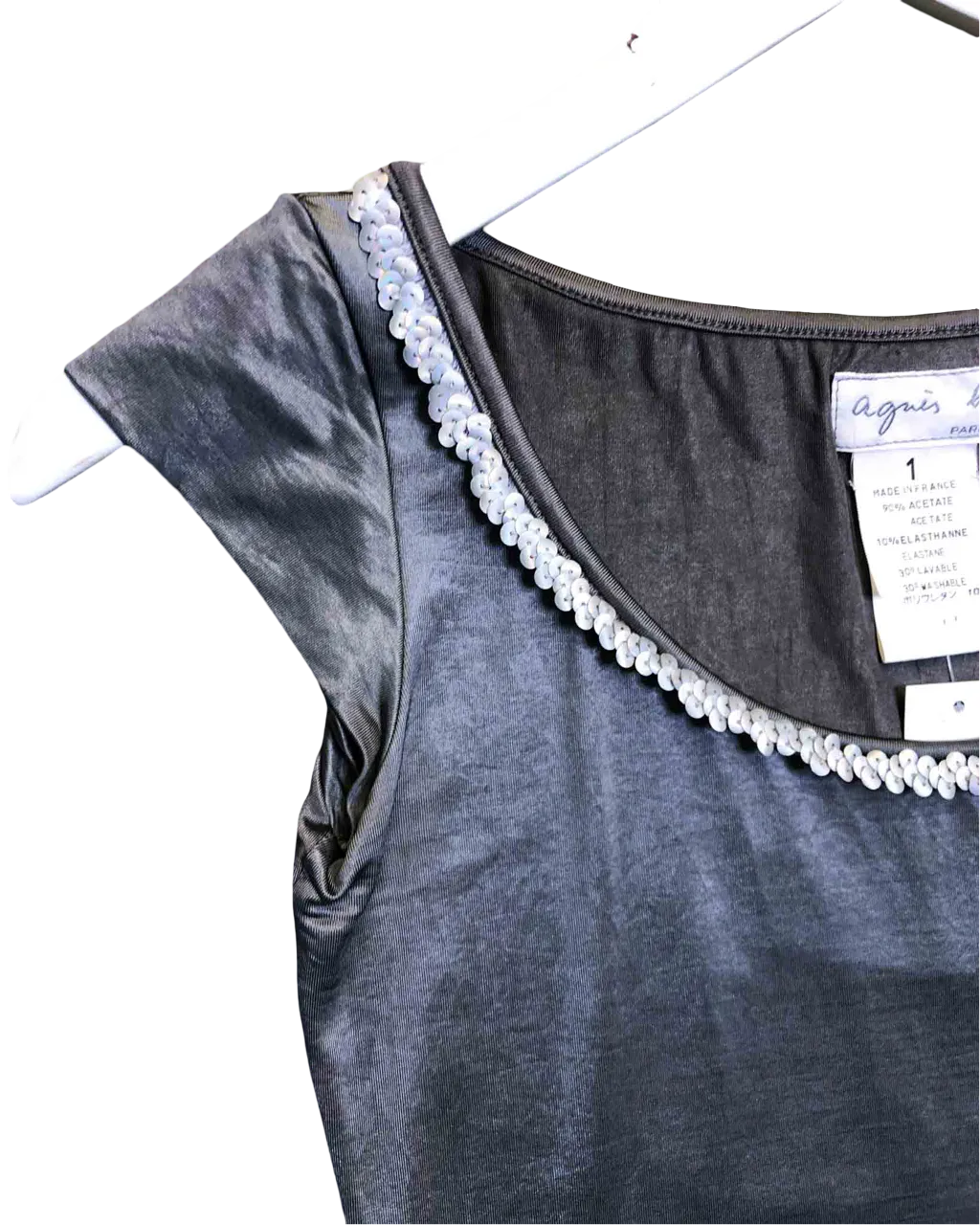 Size 1 (8) | Agnès B Silver Y2K Babydoll Top