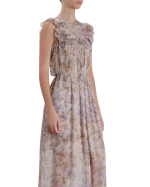 Size 1 (8) | Zimmermann Stranded Bib Floral Midi Dress