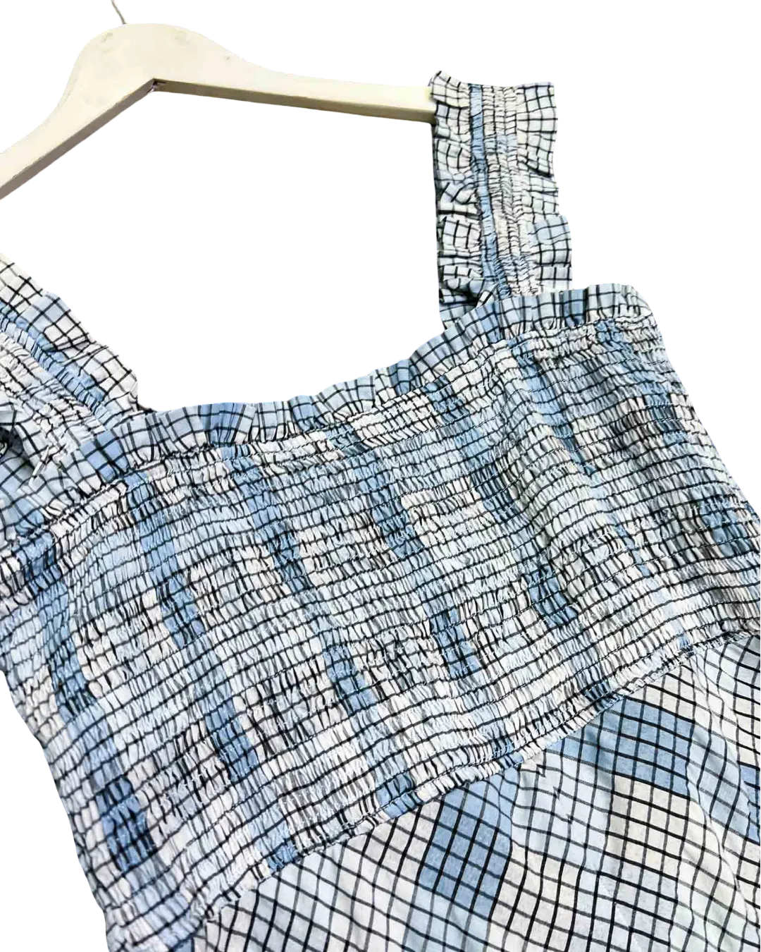 Size 10 | Ganni Seersucker Check Long Dress