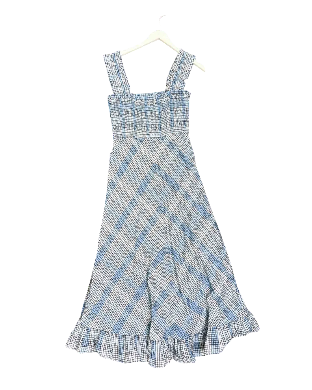 Size 10 | Ganni Seersucker Check Long Dress