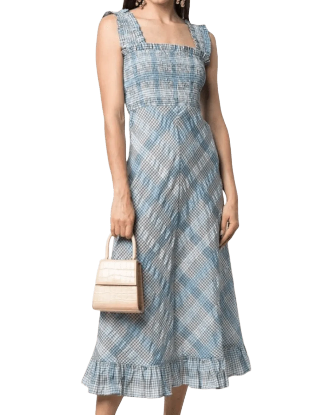 Size 10 | Ganni Seersucker Check Long Dress