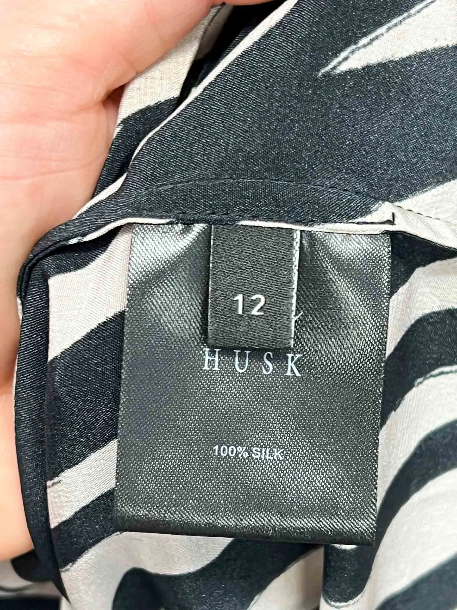 Size 12 | Husk Silk Zebra Print Top