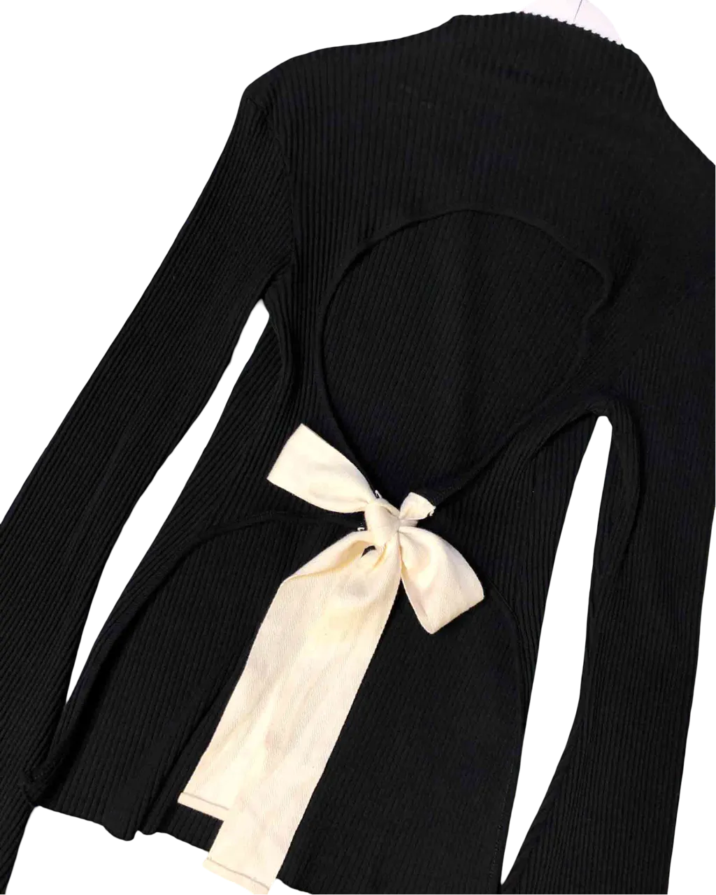 Size S | Bassike Long Sleeve Tie Back Top