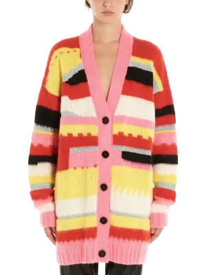 Size S | MSGM Striped Mohair Blend Cardigan