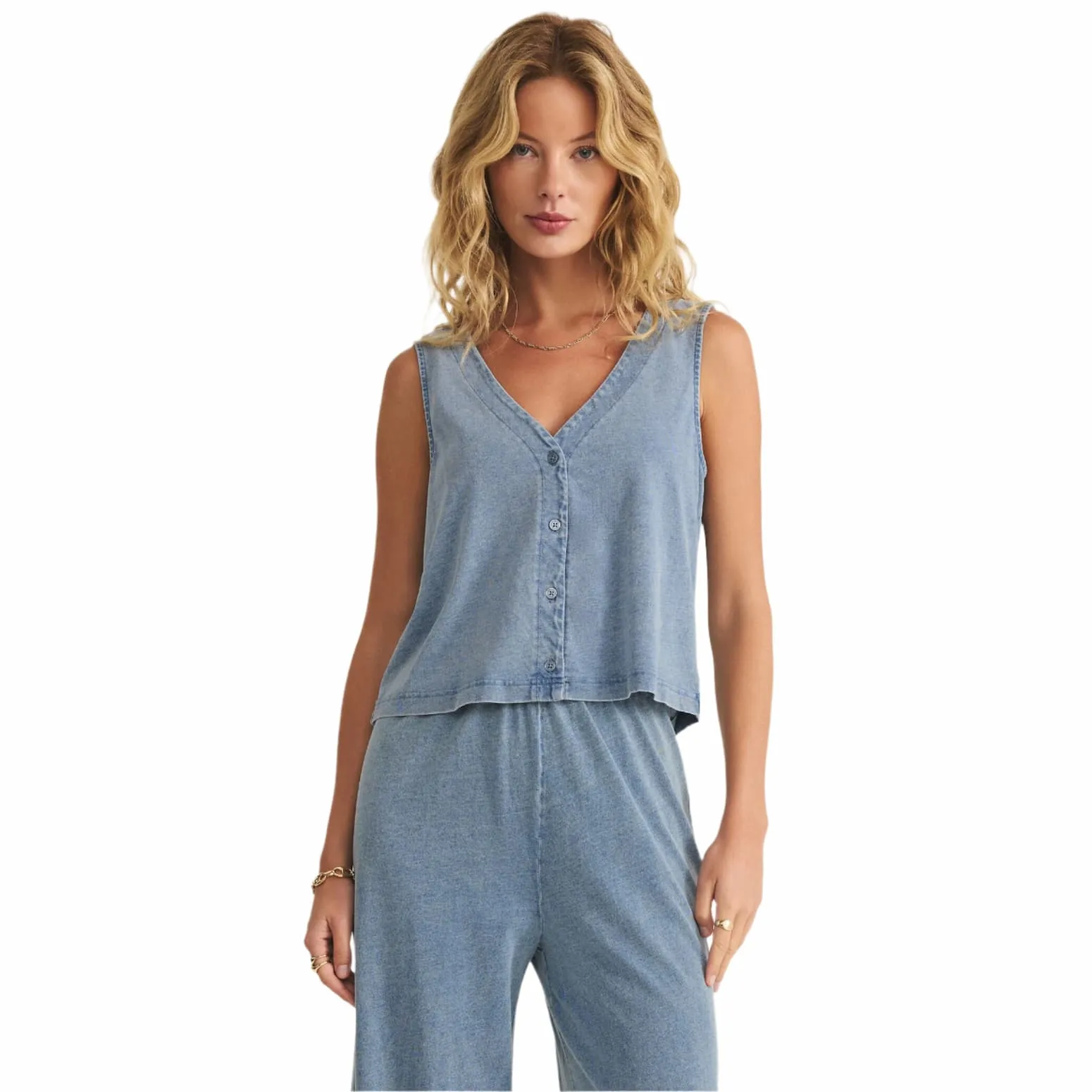 Z Supply Women's Solace Jersey Denim Top