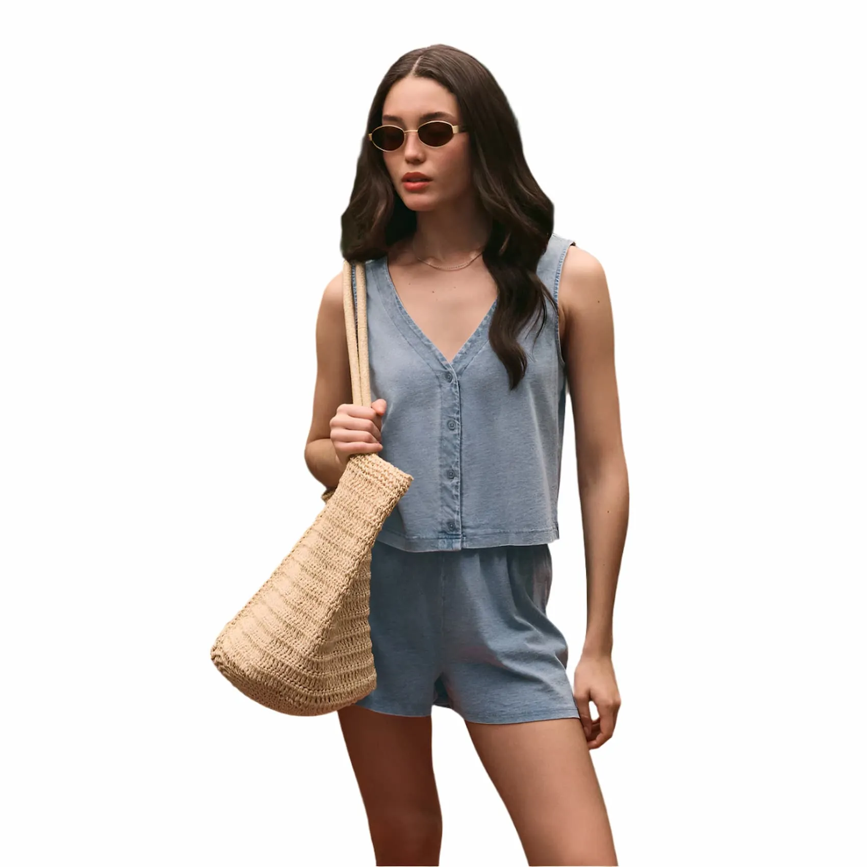 Z Supply Women's Solace Jersey Denim Top